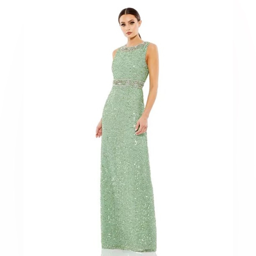 Mac Duggal Mint Green Sequin Evening Gown